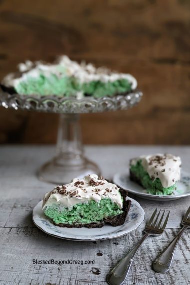 Two individual servings of No-Bake Frozen Chocolate Mint Tart