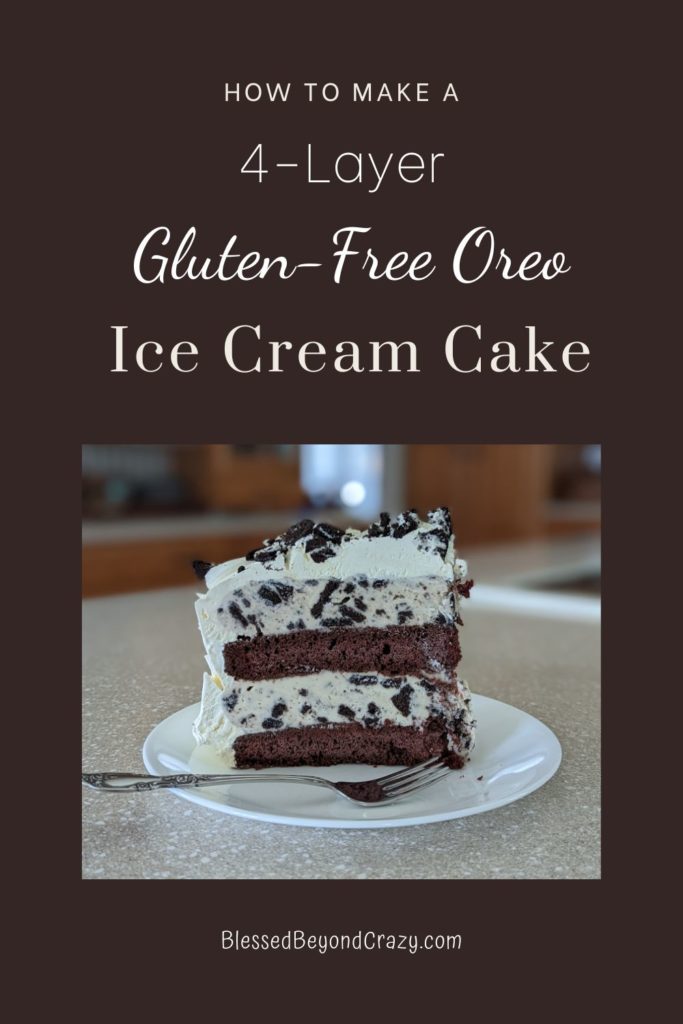 Pinterest image of 4-Layer Gluten-Free Oreo Ice Cream Cake