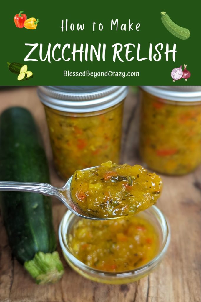 Pinterest image of zucchini relish.