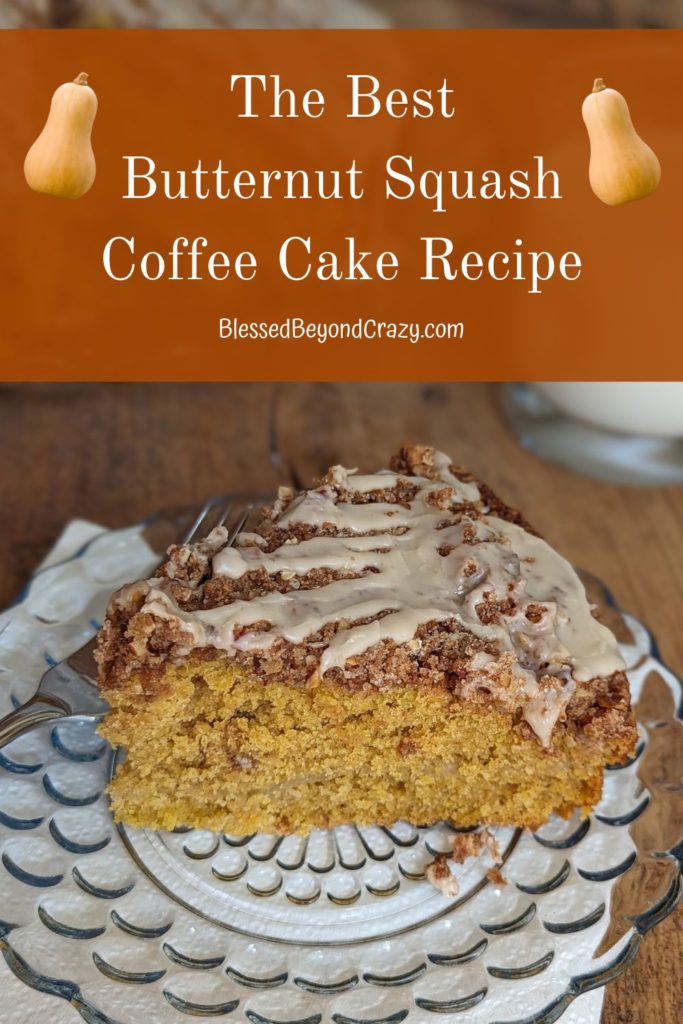 Pinterest image of individual serving of Butternut Squash Coffee Cake