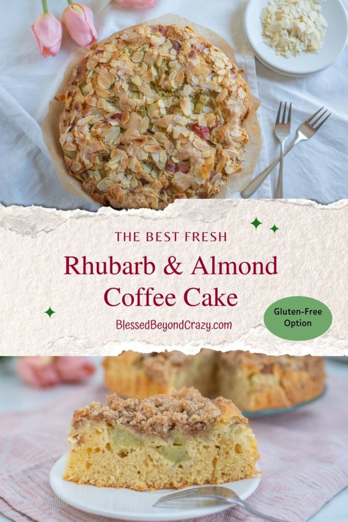 Pinterest image of Rhubarb and Almond Coffee Cake