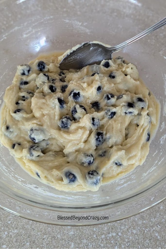 Fritter batter with fresh blueberries