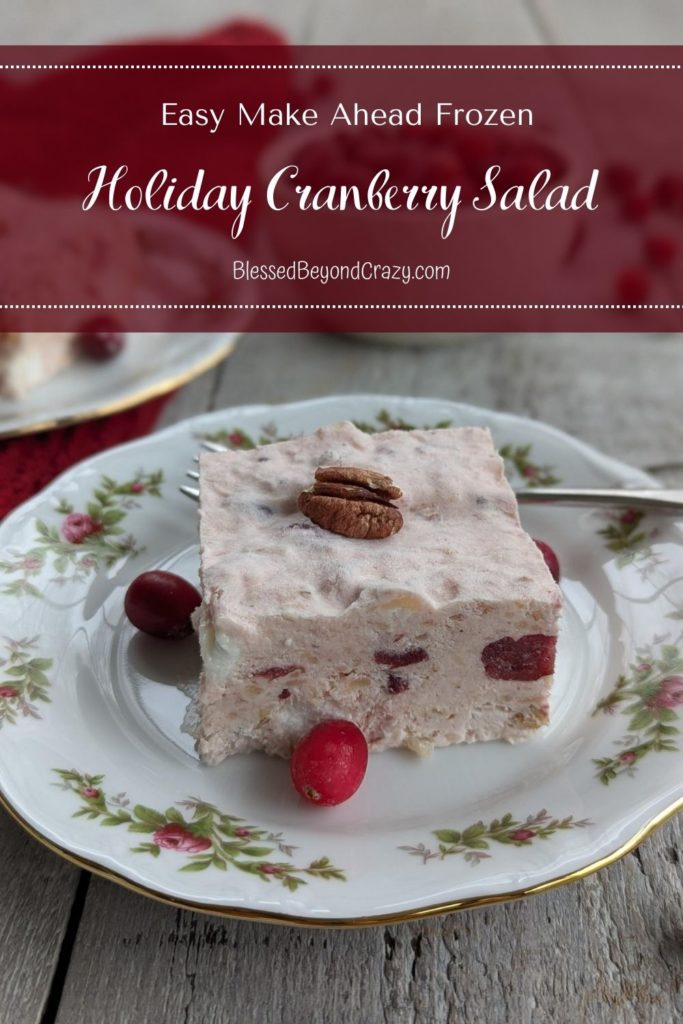 Pinterest image of Make Ahead Frozen Holiday Cranberry Salad